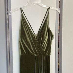 Jasmine Bridal B203065 V-neck Spaghetti Strap Velvet Long Bridesmaid Dress